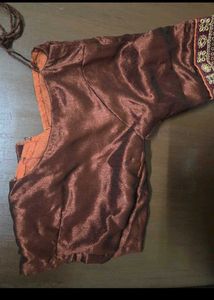 Embroidered Brown saare with red Velvet border