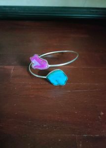 Blue and purple faux gemstones  cuff bracelet