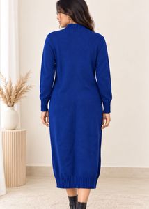Royal Blue Knit Midi Dress