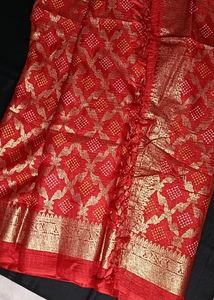 Doria Cotton Red Saree