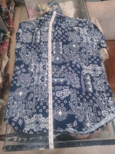 Patterned Navy Blue Shirt &amp; Short Set