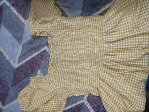 Yellow Gingham Smocked Top