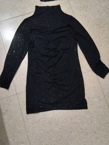 Sparkly Black Turtleneck Dress