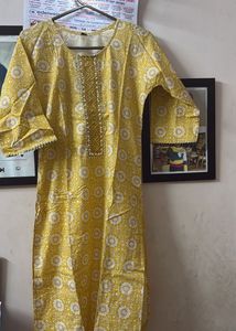 Yellow Printed Kurta