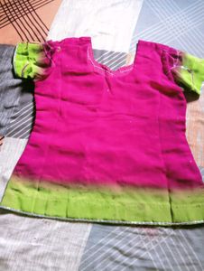 Stunning Pink &amp; Green Lehenga Choli Set
