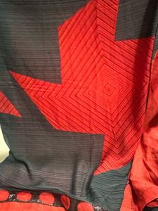 Elegant Red &amp; Black Saree Super Stylish