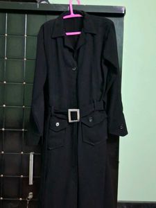 Classic Black Belted Trench Coat