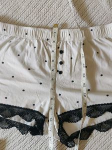 White Polka Dot Pajama Shorts with Lace Trim