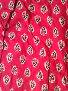 Red Printed Cotton Short Kurti