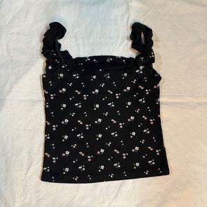 Floral Print Ribbed Tank Top