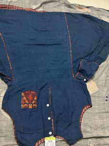 Blue Kurta with Unique Pocket