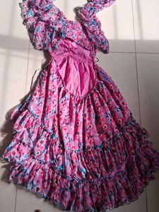 Pink Floral Ruffle Dress