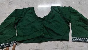 Elegant Green Blouse with Silver Border
