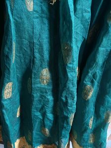 Elegant Teal &amp; Gold Anarkali Kurta