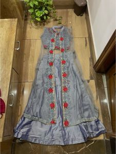Grey Embroidered Lehenga Choli Set