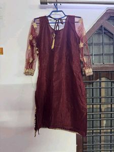 Designer Maroon Kurta Set with Net Jacket