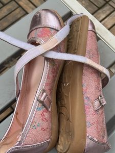 Sparkly Pink Ballet Flats with Strap