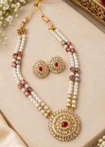 Elegant Pearl Necklace with Earrings