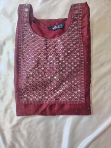 Maroon Sequined Kurta