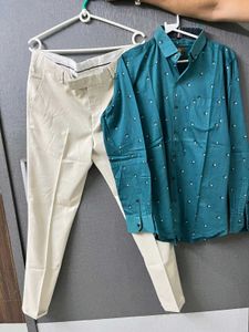 Men's Premium Shirt &amp; Off White Trouser Set