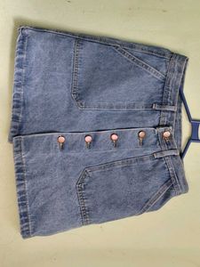 Denim Mini Skirt with Buttons
