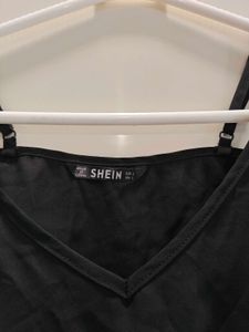shein black double strappy top in L