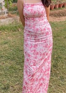 pink floral maxi dress