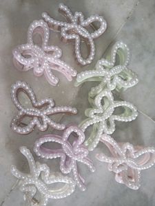 Pearl Bow Hair Claw Clips (Set of 7)