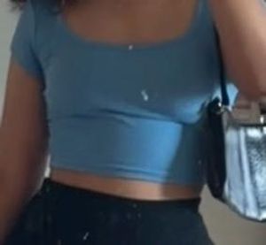 Blue Square Neck Crop Top