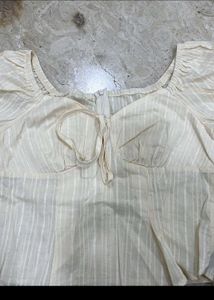 Cream Puff Sleeve Tie-Front Top