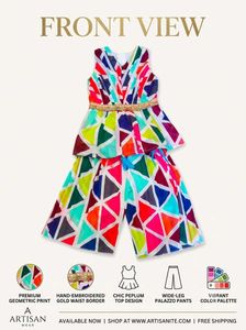 Vibrant Geometric Print Kurta Set