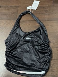 black haulter crop top