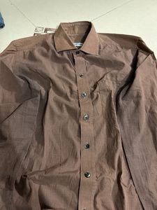 Men's Long Sleeve Brown Dress Shirt.
