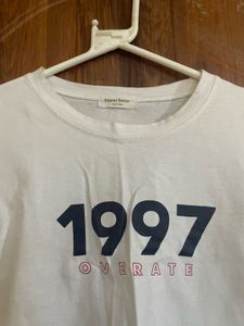 White Crop Top with "1997" Graphic