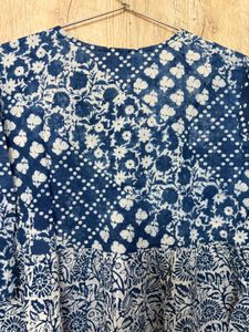 Blue &amp; White Block Print Kurta dress