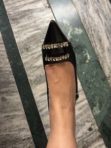 Chic Black Slingback Heels with Rhinestones