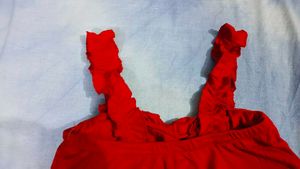 Chic Red Ruched Crop Top
