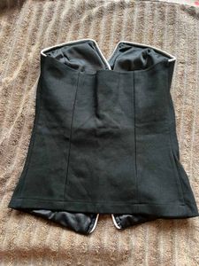 Black Corset Style Top with White Trim