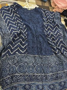 Bohemian Navy Blue Ethnic Kaftan Dress