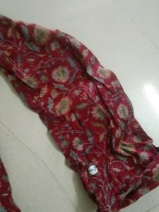 Maroon Printed Kurta