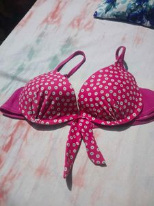 Hot Pink Polka Dot Bikini Top