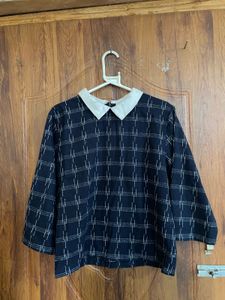 Chic Plaid Collared Top