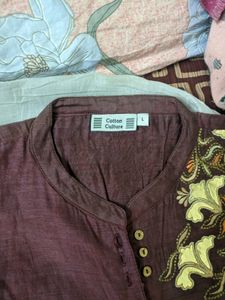 Unused Maroon Silk Cotton mix kurta