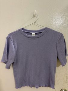 Cute Purple Ribbed Cropped Top (xs/s)