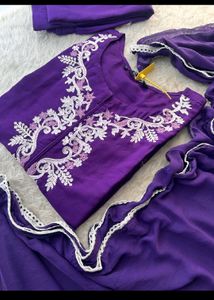 Beautiful Purple Embroidered Kurta Set