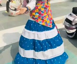 Boho Blue &amp; White Tiered Skirt