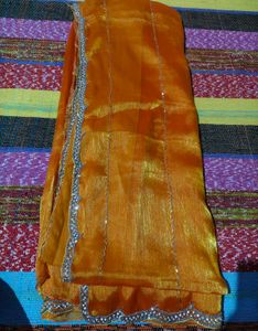 golden party wear diamond saree