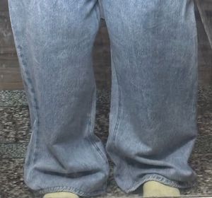 Light Wash Baggy Denim Overalls/dungarees
