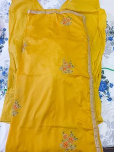 Yellow Embroidered Kurta Set with Dupatta