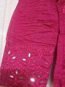 Pink Embroidered Kurta